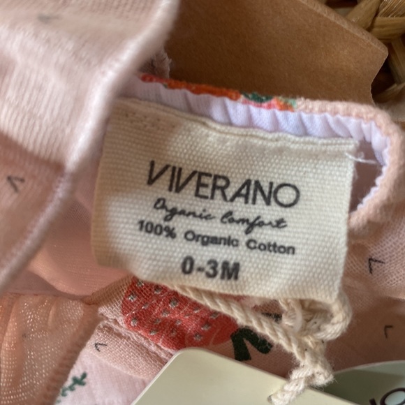 NWT Viverano Organic Cotton Jumper Onesie Romper 0-3 Months Baby Girl - Picture 3 of 3